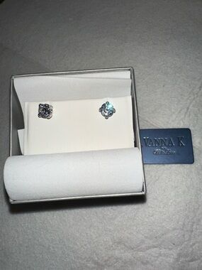 Vanna k Sterling Silver Clear Crystal Stud Earrings